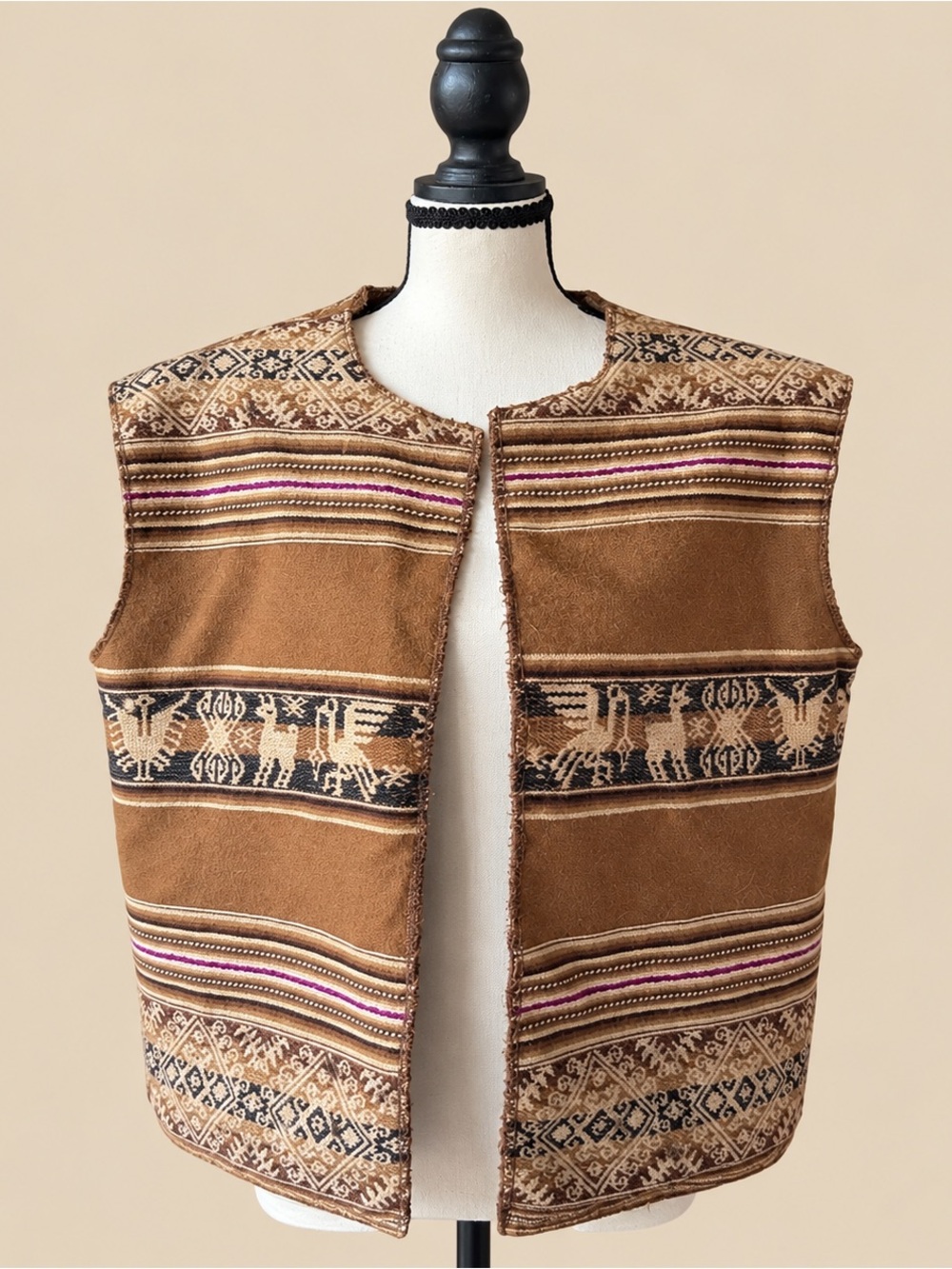 Vintage Reversible Western Boho Tapestry Vest XL
